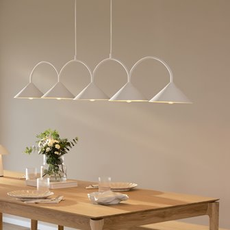 Nowoczesna lampa nad stół biała 5 kloszy Curve
